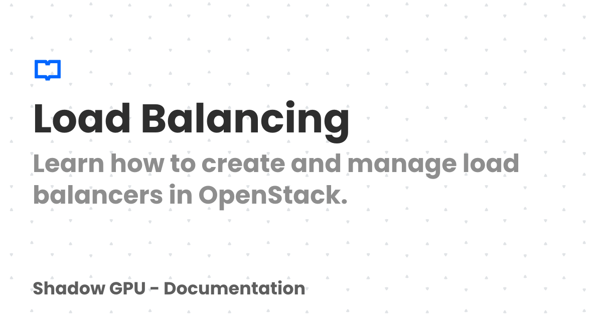 Enable Load Load Balancing | Shadow GPU - Documentation